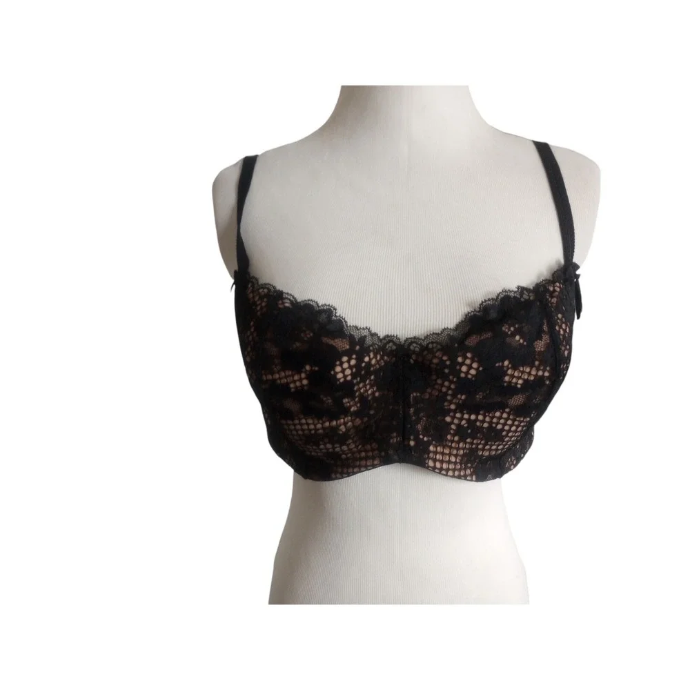 Adore Me Black Sexy Lace Lined Lightly Padded Underwire Push-Up Bra  36DDD